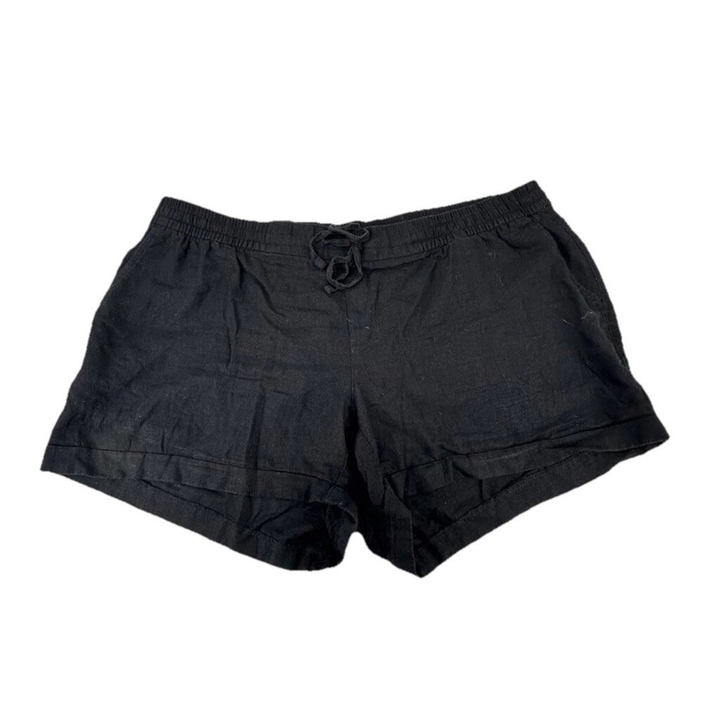 Old Navy Plus Size 2X Women Black Pull On Linen Blend Mini Shorts 5” Inseam K3